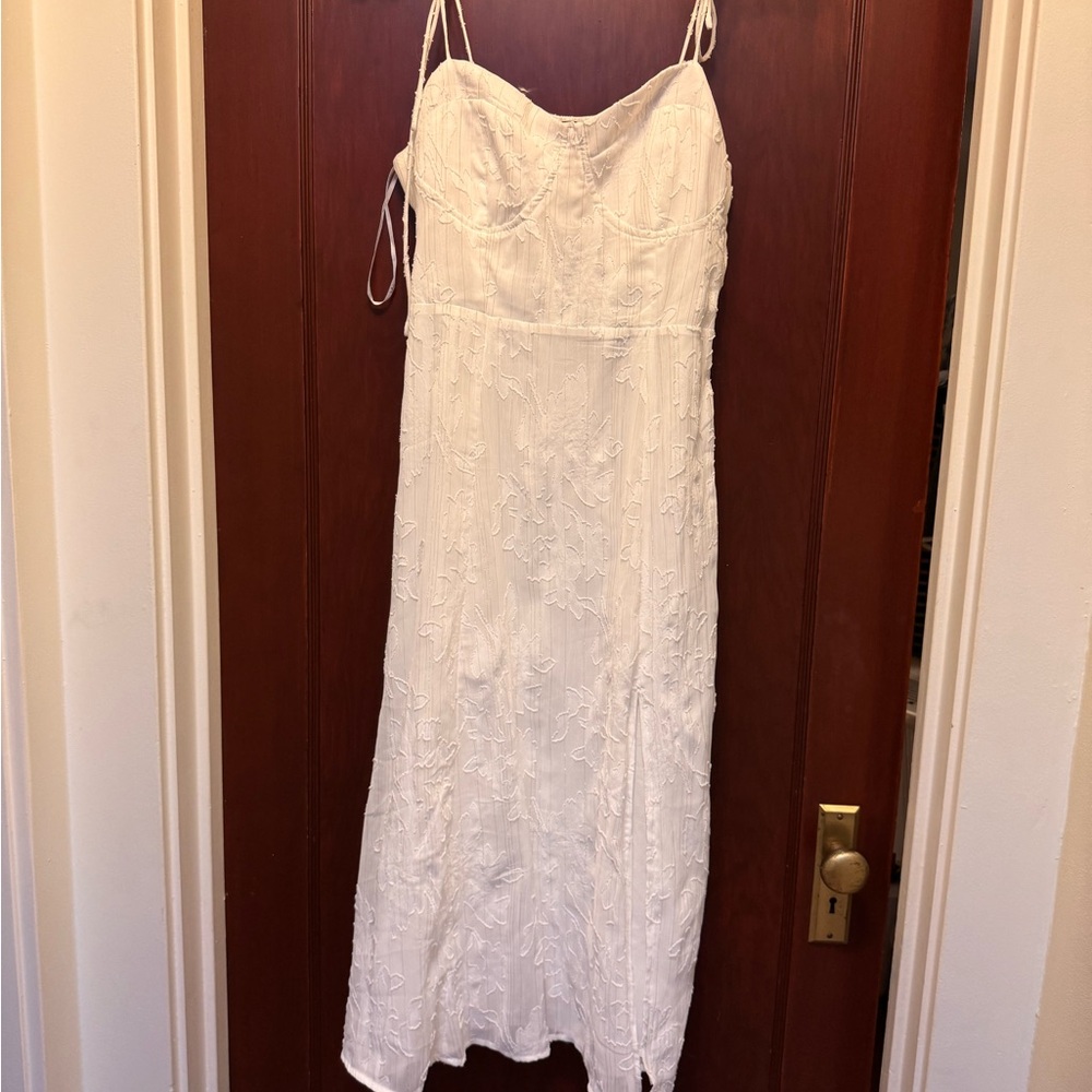 Lulus White Textured Tie-Strap Dress (Shorter One) — NWT
